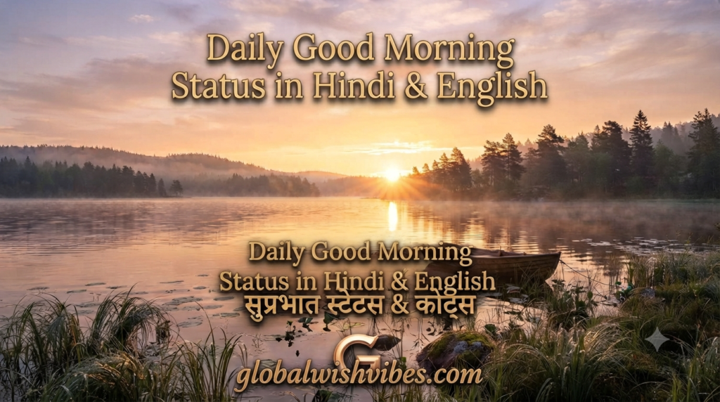 Daily Good Morning Status in Hindi and English with Nature Sunrise Background and Suprabhat Quotes