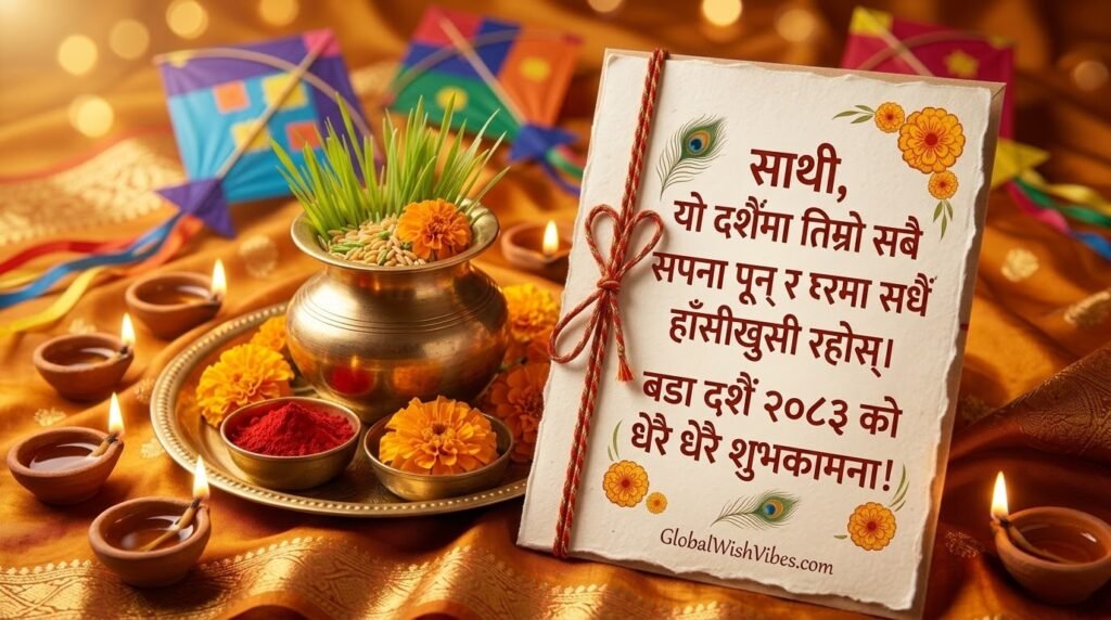 Bada Dashain Durga Blessings Tika Jamara Wishes Image GlobalWishVibes