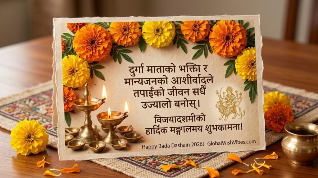 Bada Dashain Traditional Greetings with Durga Mata Blessings GlobalWishVibes