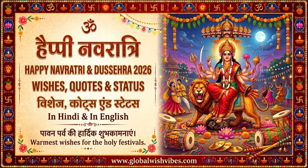 Happy Navratri and Dussehra 2026 Special Wishes Banner GlobalWishVibes
